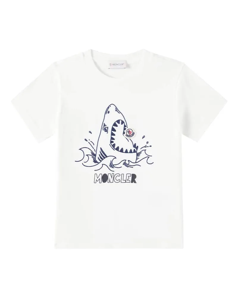 Moncler Bedrucktes T-Shirt aus Baumwoll-Jersey Weiß
