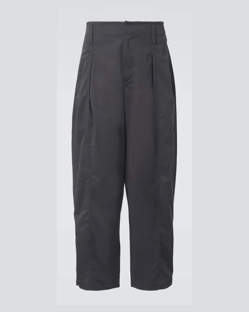 Christophe Lemaire Hose Maxi Pleated aus Baumwoll-Twill Schwarz