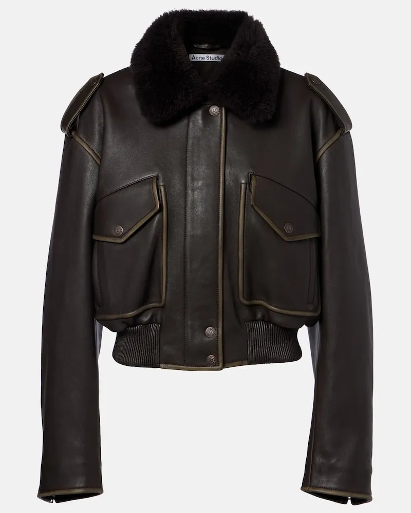 Acne Studios Bomberjacke aus Leder Braun