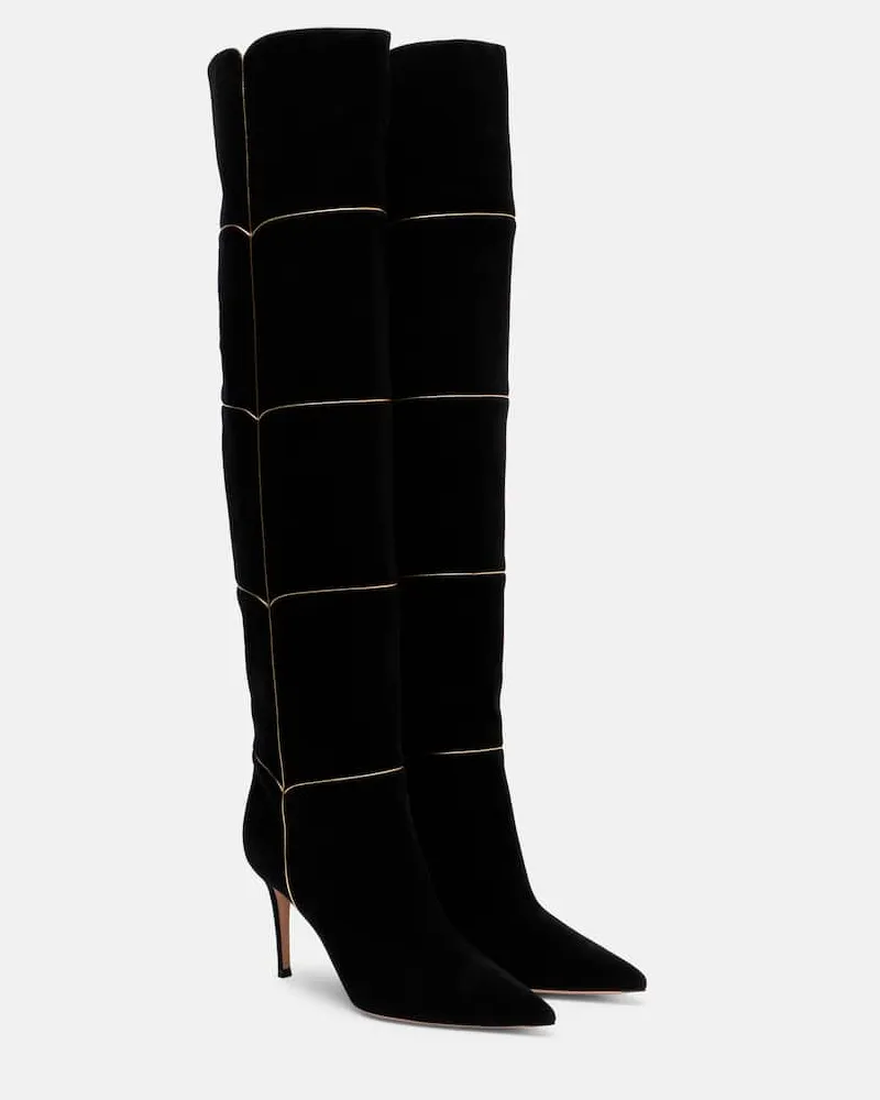 Gianvito Rossi Stiefel Cuissard 85 aus Veloursleder Schwarz