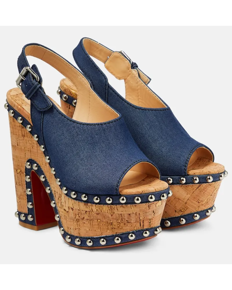 Christian Louboutin Slingback-Sandalen Super Joan mit Denim Blau