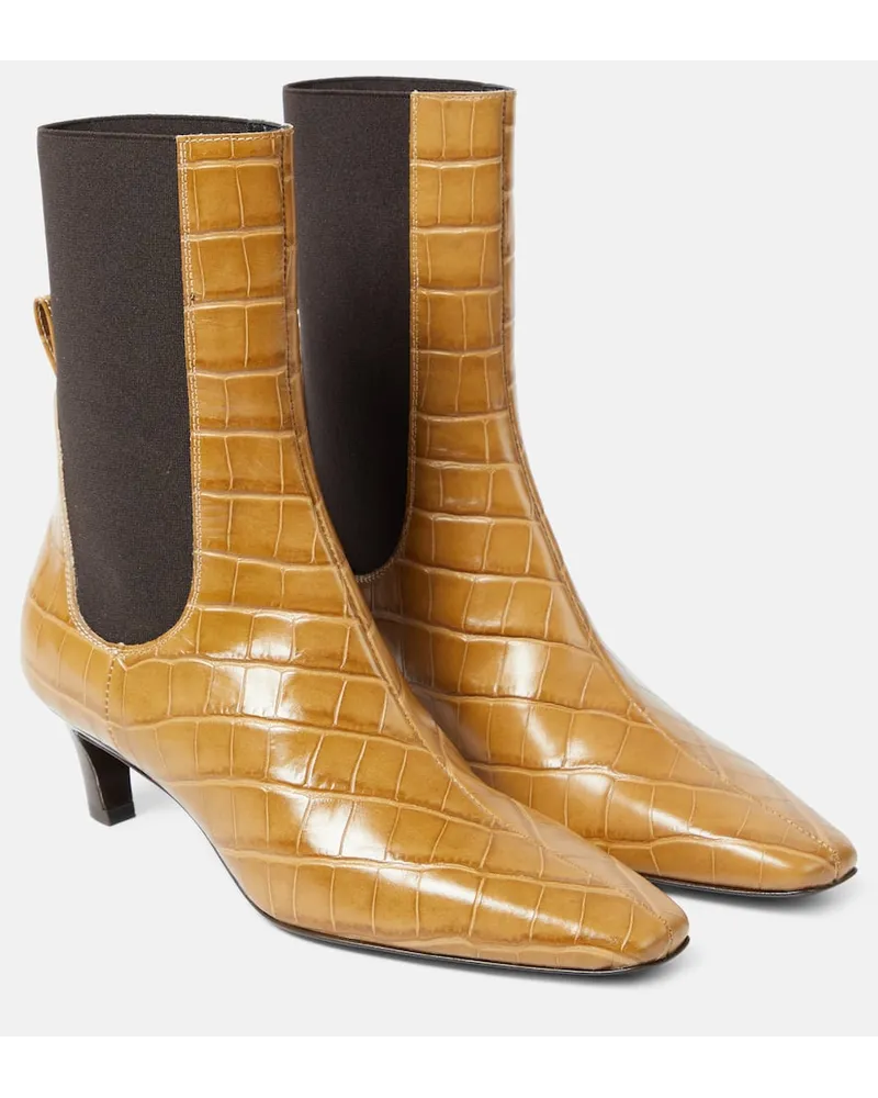 Totême Chelsea Boots The Mid Heel aus Leder Beige