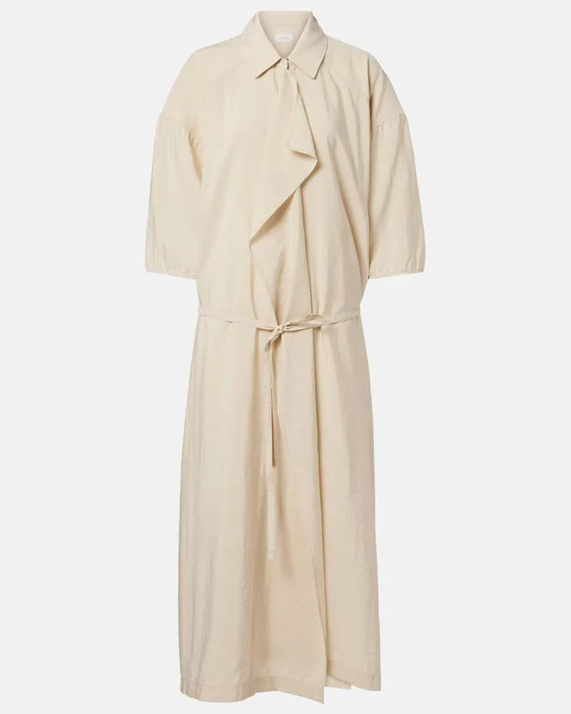 Christophe Lemaire Hemdblusenkleid aus einem Seidengemisch Beige