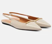 Slingback-Ballerinas aus Metallic-Leder