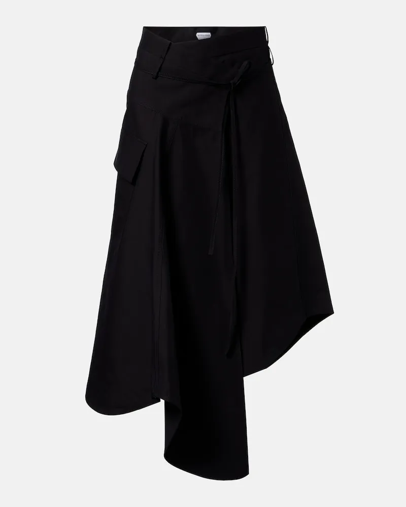 Bottega Veneta Midirock aus Baumwolle Schwarz