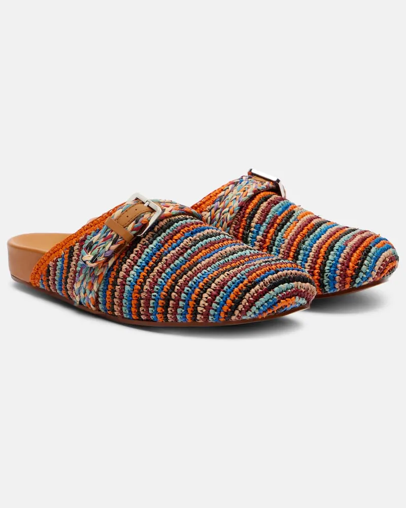 Robert Clergerie Slippers Quinta aus Raffiabast Multicolor