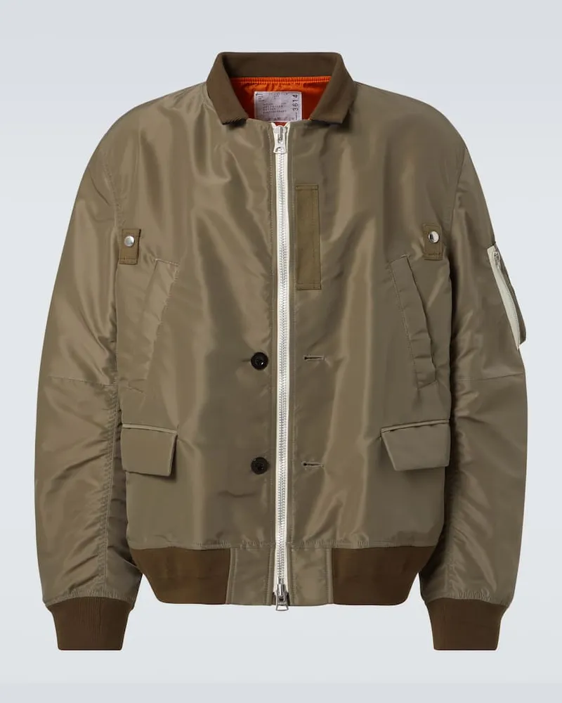 Sacai Bomberjacke aus Baumwoll-Twill Beige