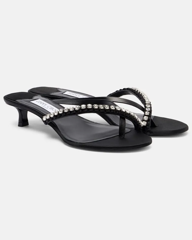 Jimmy Choo Sandalen Dila 35 aus Leder und Satin Schwarz
