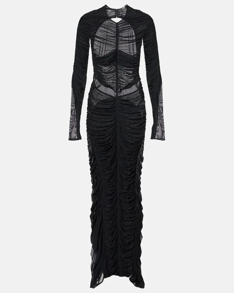 Thierry Mugler Robe aus Mesh Schwarz