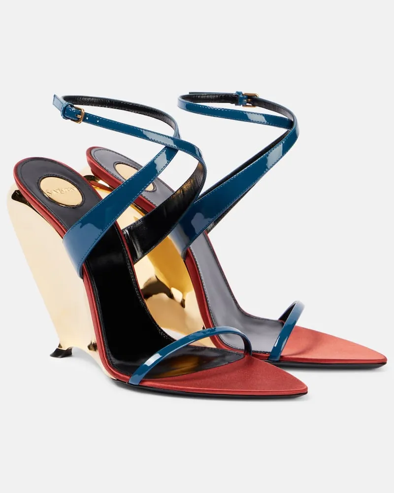 Saint Laurent Wedge-Sandalen Tallulah 110 aus Lackleder Blau