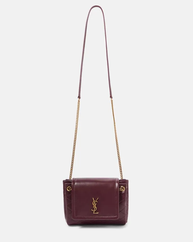 Saint Laurent Schultertasche Nolita Mini aus Leder Burgunderrot