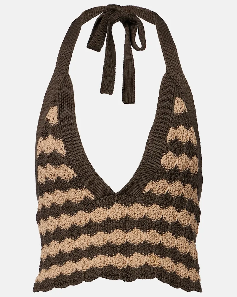 Valentino Garavani Cropped-Top aus Strick Beige