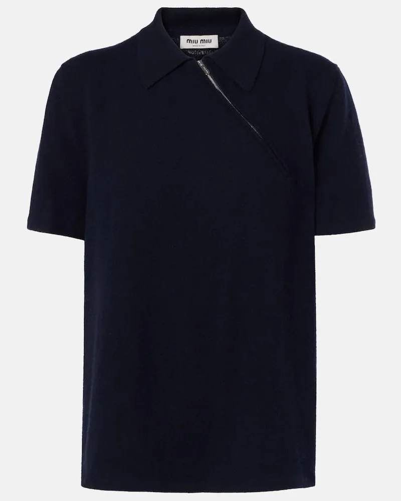 Miu Miu Polohemd aus Kaschmir Blau