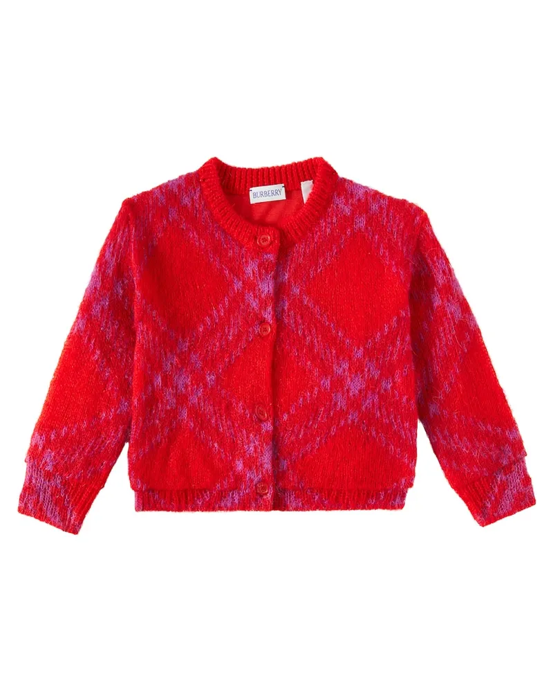 Burberry Cardigan Burberry Check aus einem Wollgemisch Rot