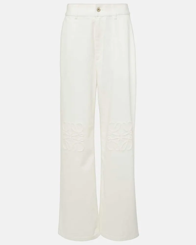 Loewe High-Rise Wide-Leg Jeans Anagram Weiß