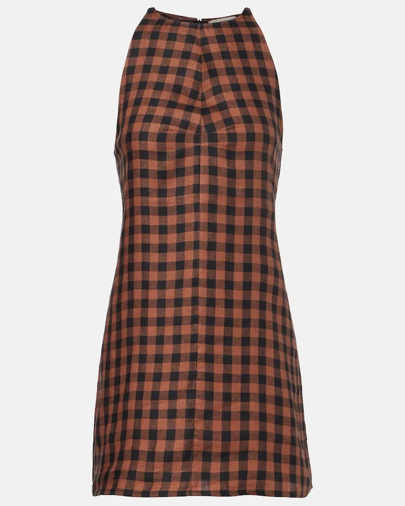 ASCENO Minikleid Antigua aus Leinen Braun