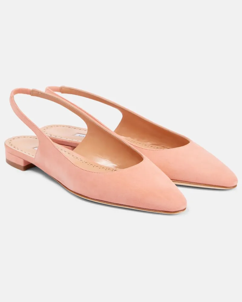 Manolo Blahnik Slingback-Ballerinas Sawra 10 aus Veloursleder Orange