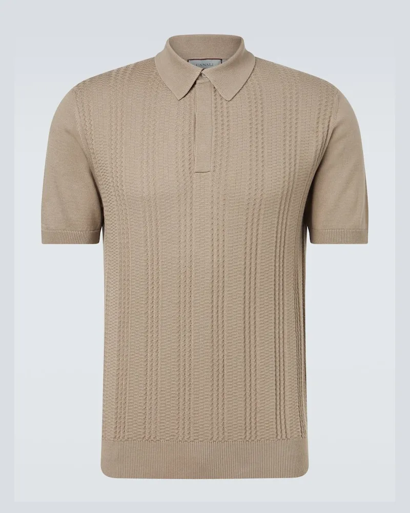 Canali Polohemd aus einem Baumwollgemisch Beige