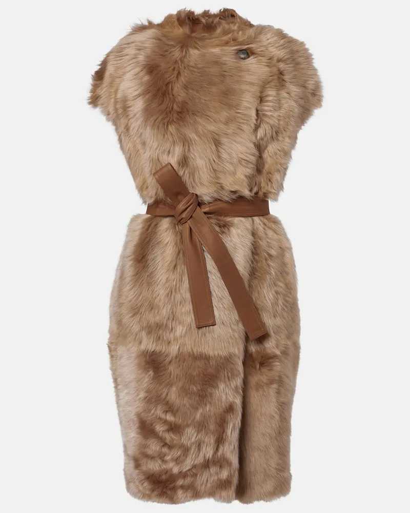 Yves Salomon Wendbarer Mantel aus Leder und Shearling Beige