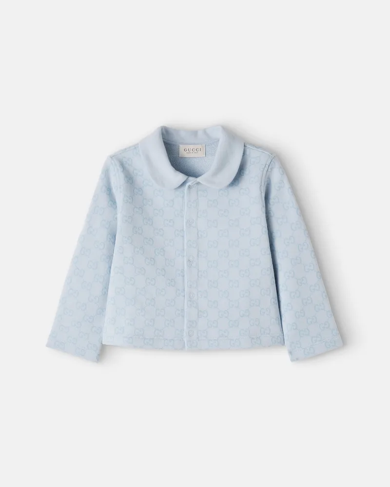 Gucci Baby Cardigan GG aus Baumwoll-Jersey Blau