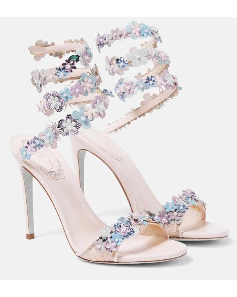 René Caovilla Verzierte Sandalen Bouquet Lila