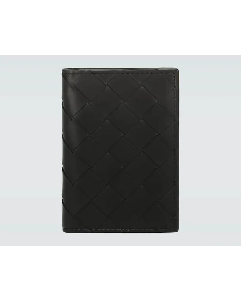 Bottega Veneta Kartenetui Intrecciato aus Leder Schwarz
