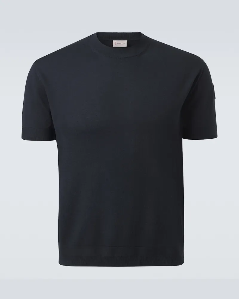 Moncler T-Shirt aus Seide und Baumwolle Blau