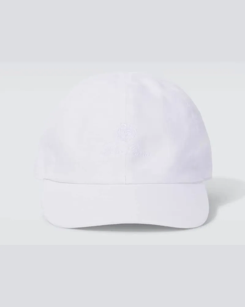 Loro Piana Baseballcap aus Leinen Weiß