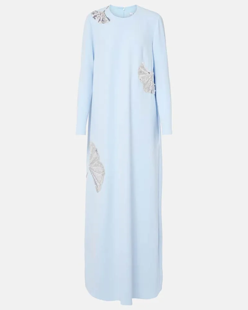 Safiyaa Verzierte Robe Naima aus Crêpe Blau