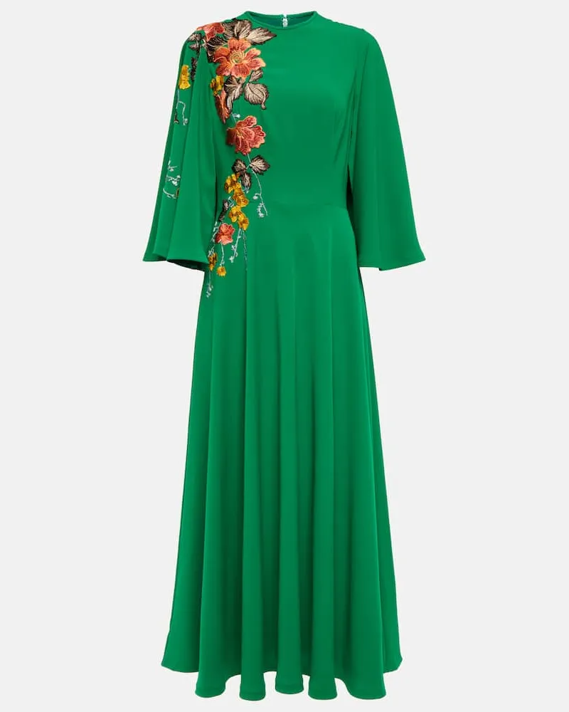 COSTARELLOS Besticktes Maxikleid Zinnia Grün