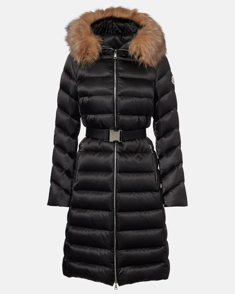Moncler Daunenmantel Leersie mit Shearling Schwarz