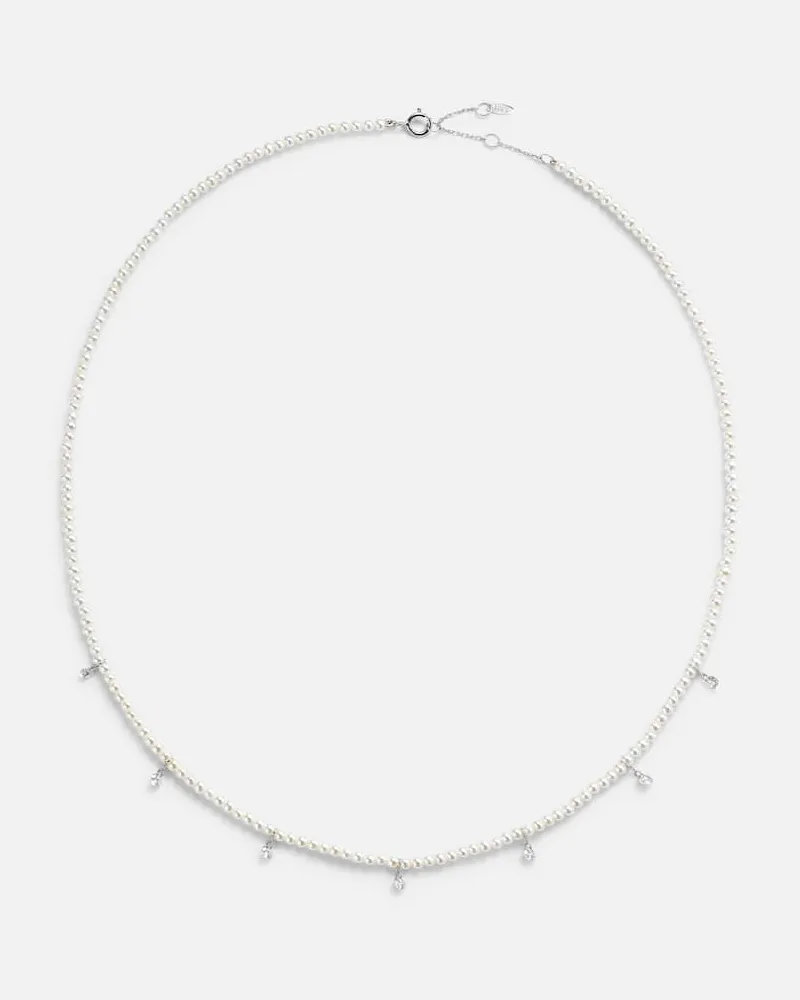 PERSEE Persée Halskette aus Perlen mit 18kt Weißgold und Diamanten Multicolor