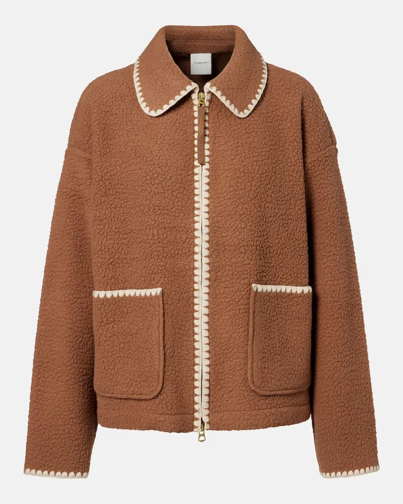 Varley Bestickte Jacke Ruiko aus Teddyfleece Braun