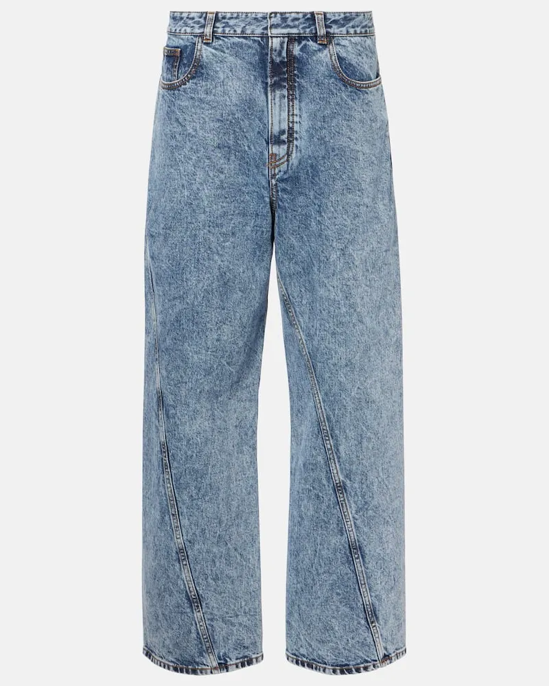 Alaïa Alaïa Low-Rise Wide-Leg Jeans Twisted Blau
