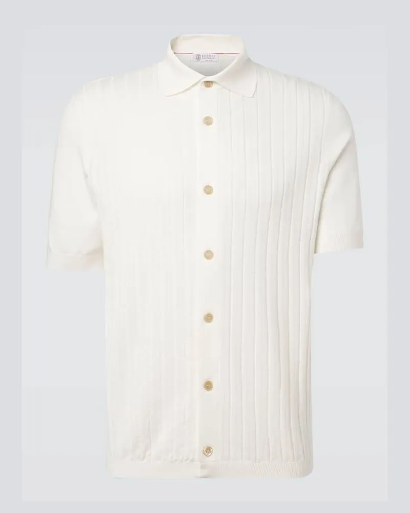 Brunello Cucinelli Hemd aus Rippstrick Weiß