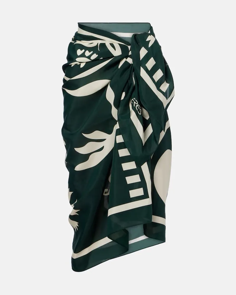 Eres Bedruckter Pareo Mandara aus Baumwolle und Seide Grün