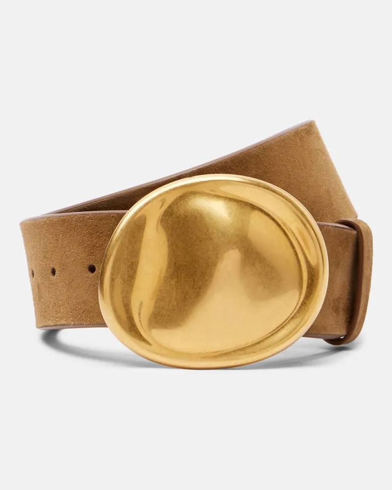 KHAITE Gürtel Keefe aus Veloursleder Beige