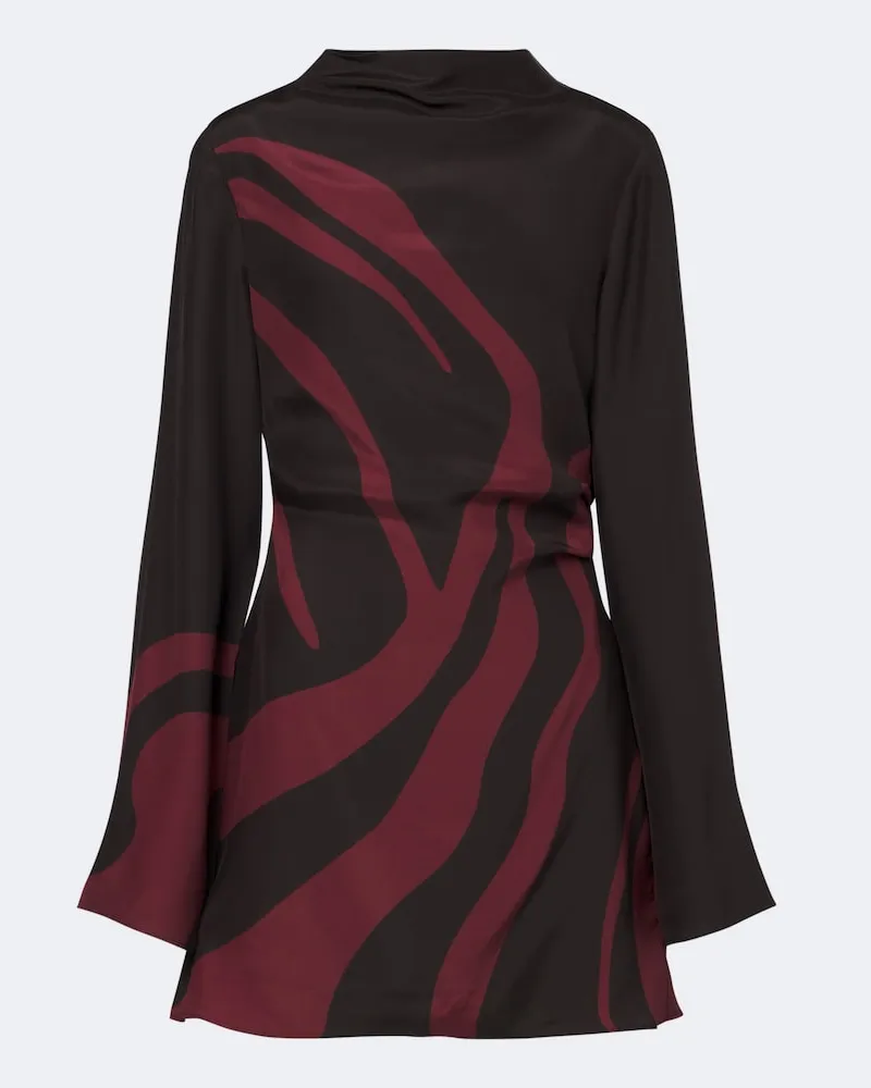 SIR Bedrucktes Minikleid aus Seidensatin Braun