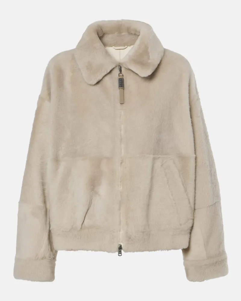 Brunello Cucinelli Jacke aus Shearling Beige