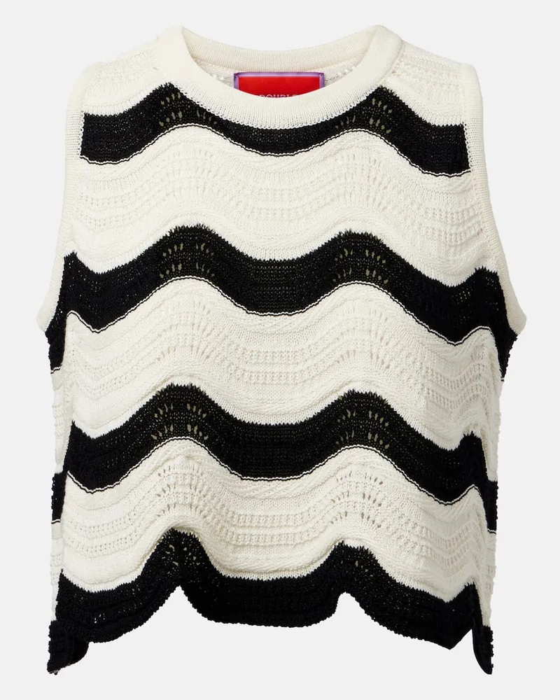 La DoubleJ Cropped-Top aus Häkelstrick Weiß