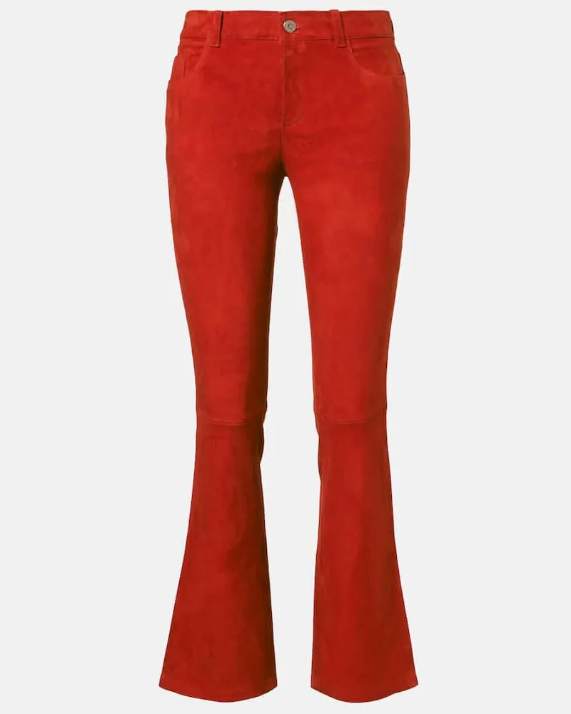 Stouls Low-Rise-Schlaghose Dean 22 aus Veloursleder Rot
