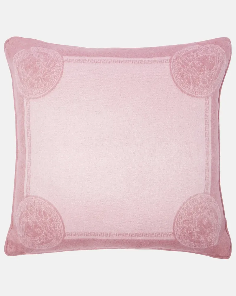 Versace Kissen Icon Medusa aus Seide und Kaschmir Pink