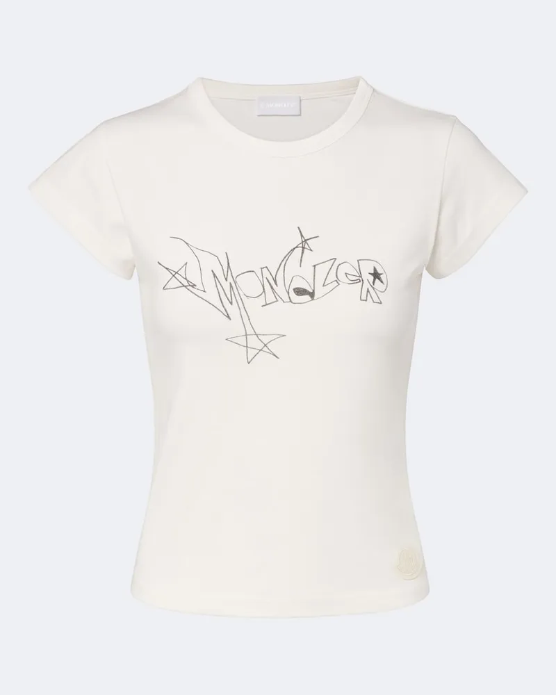 Moncler T-Shirt aus Baumwoll-Jersey Weiß