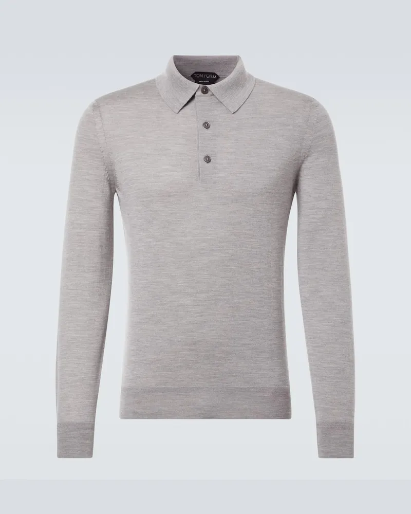 Tom Ford Polopullover aus Kaschmir und Seide Grau