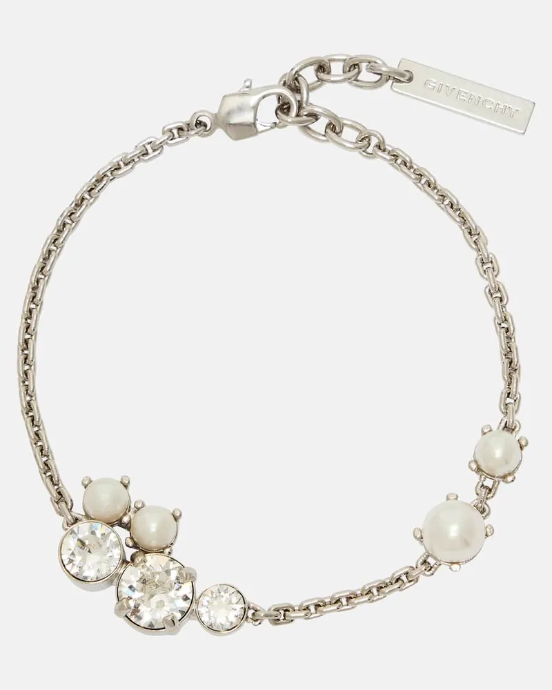 Givenchy Armband mit Kristallen und Zierperlen Silber