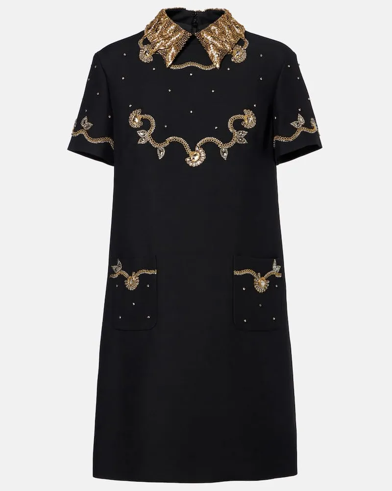 Valentino Garavani Verziertes Minikleid aus Crepe Couture Schwarz