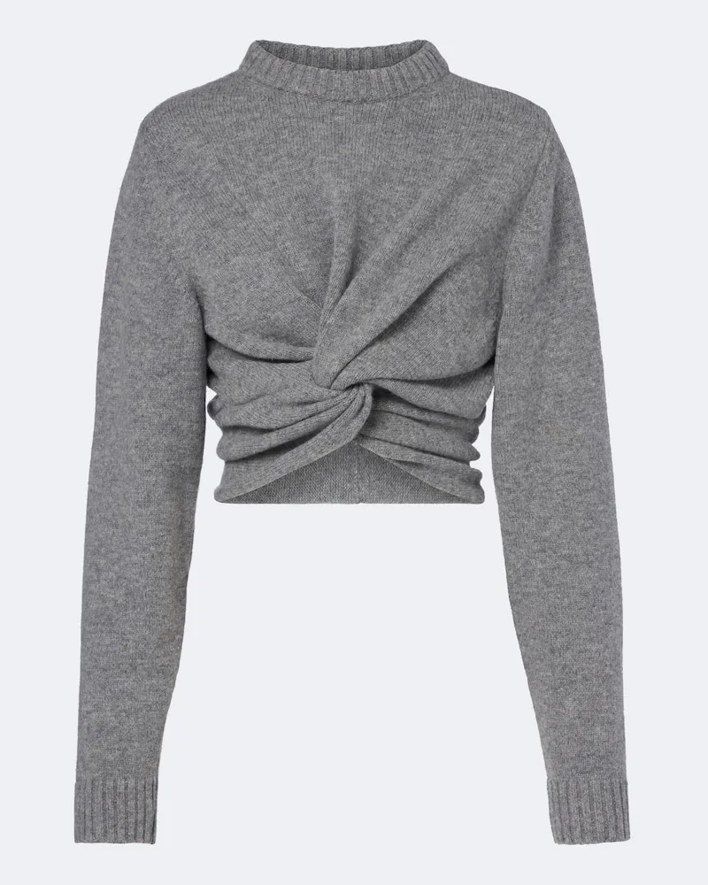 Balenciaga Cropped Pullover aus Wolle Grau