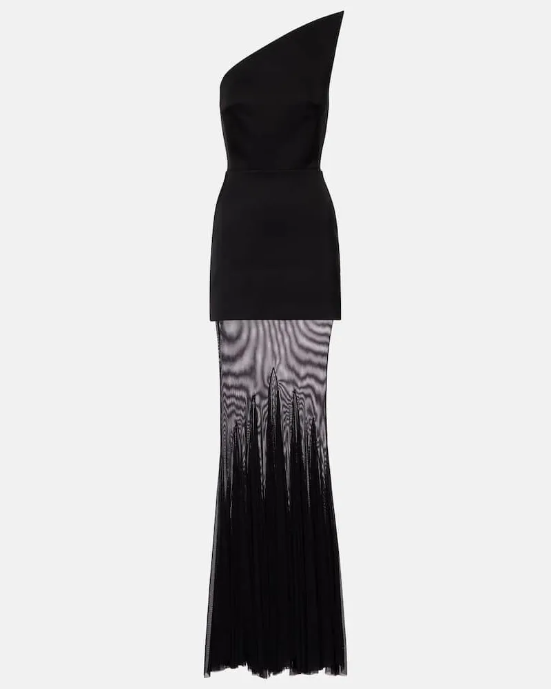 David Koma Robe aus Cady mit Tüll Schwarz