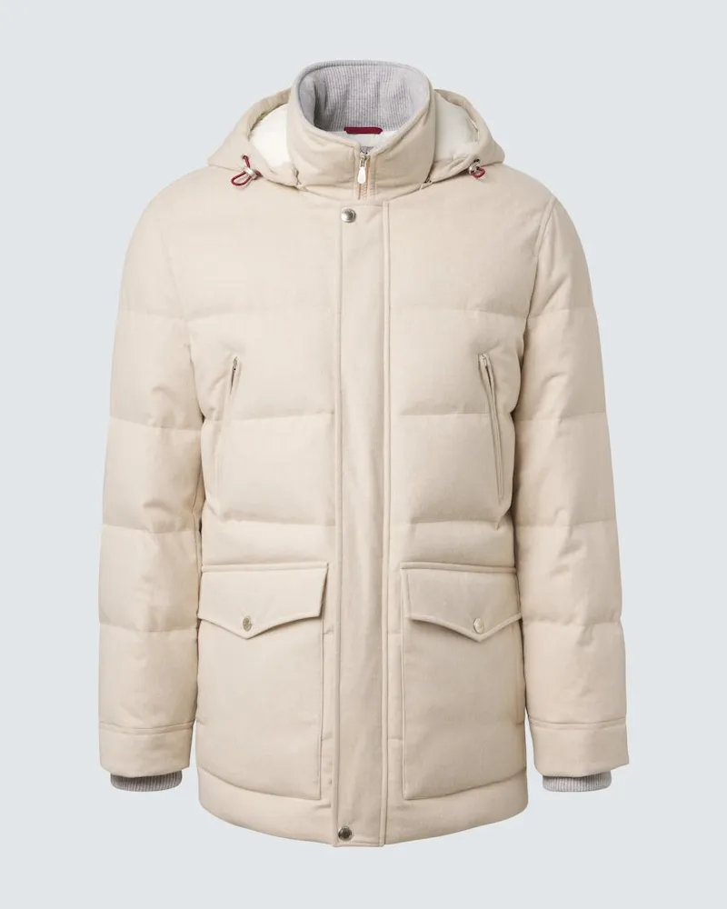 Brunello Cucinelli Daunenjacke aus Wollflanell Beige