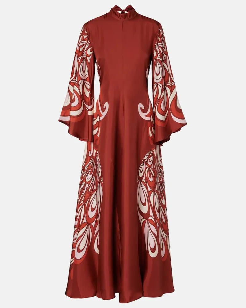 La DoubleJ Maxikleid Magnifico aus Seiden-Twill Burgunderrot